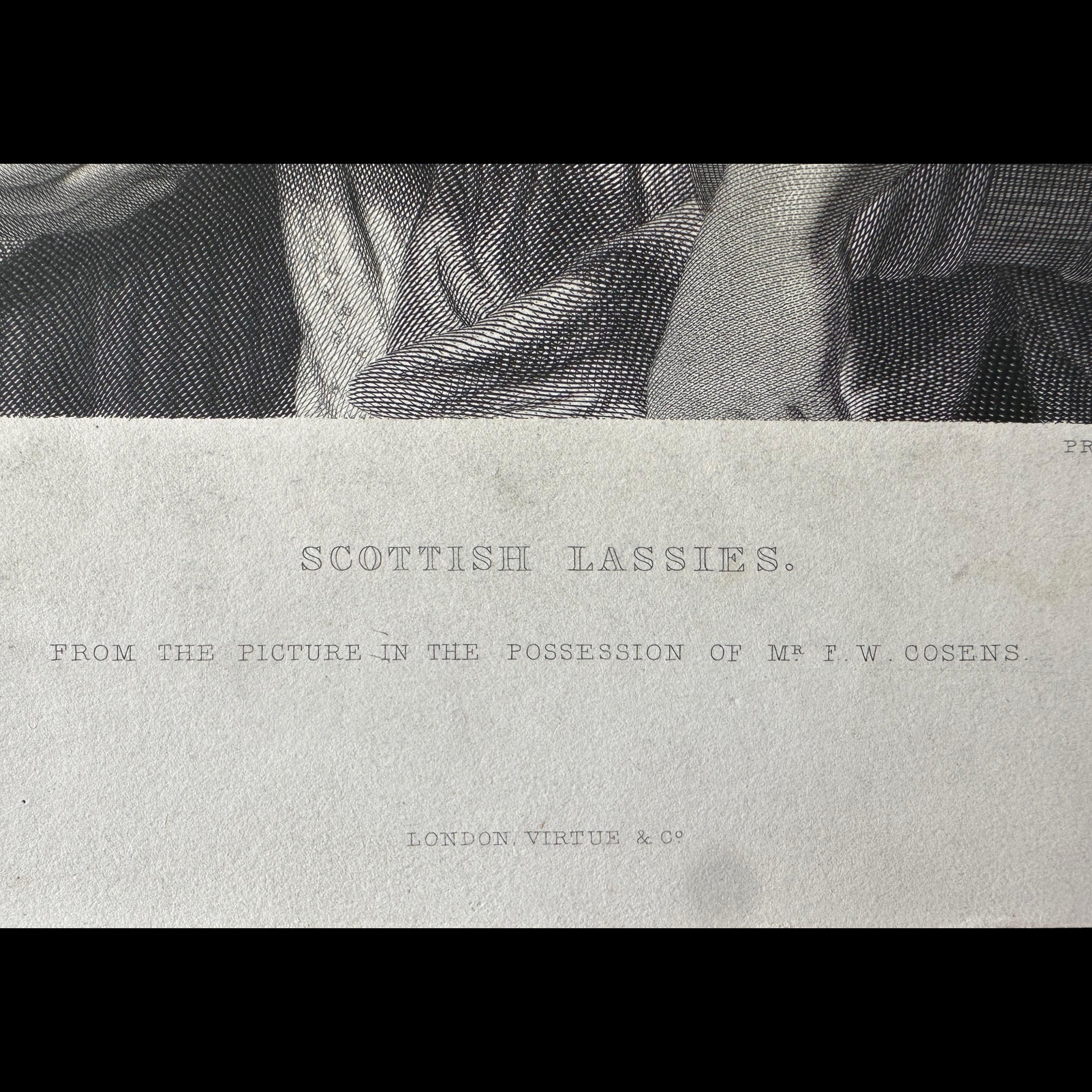 Black and white engraving of a woman with text at the bottom