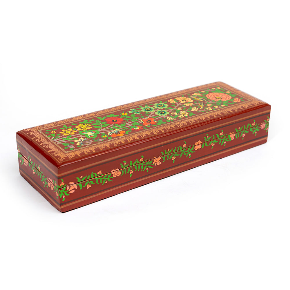 Crimson Bloom Papier-mâché Box
