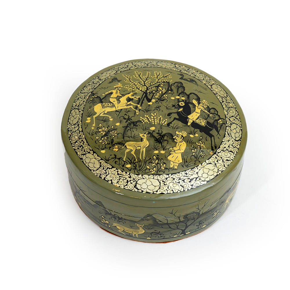 The Silent Charge Papier-mâché Round Box