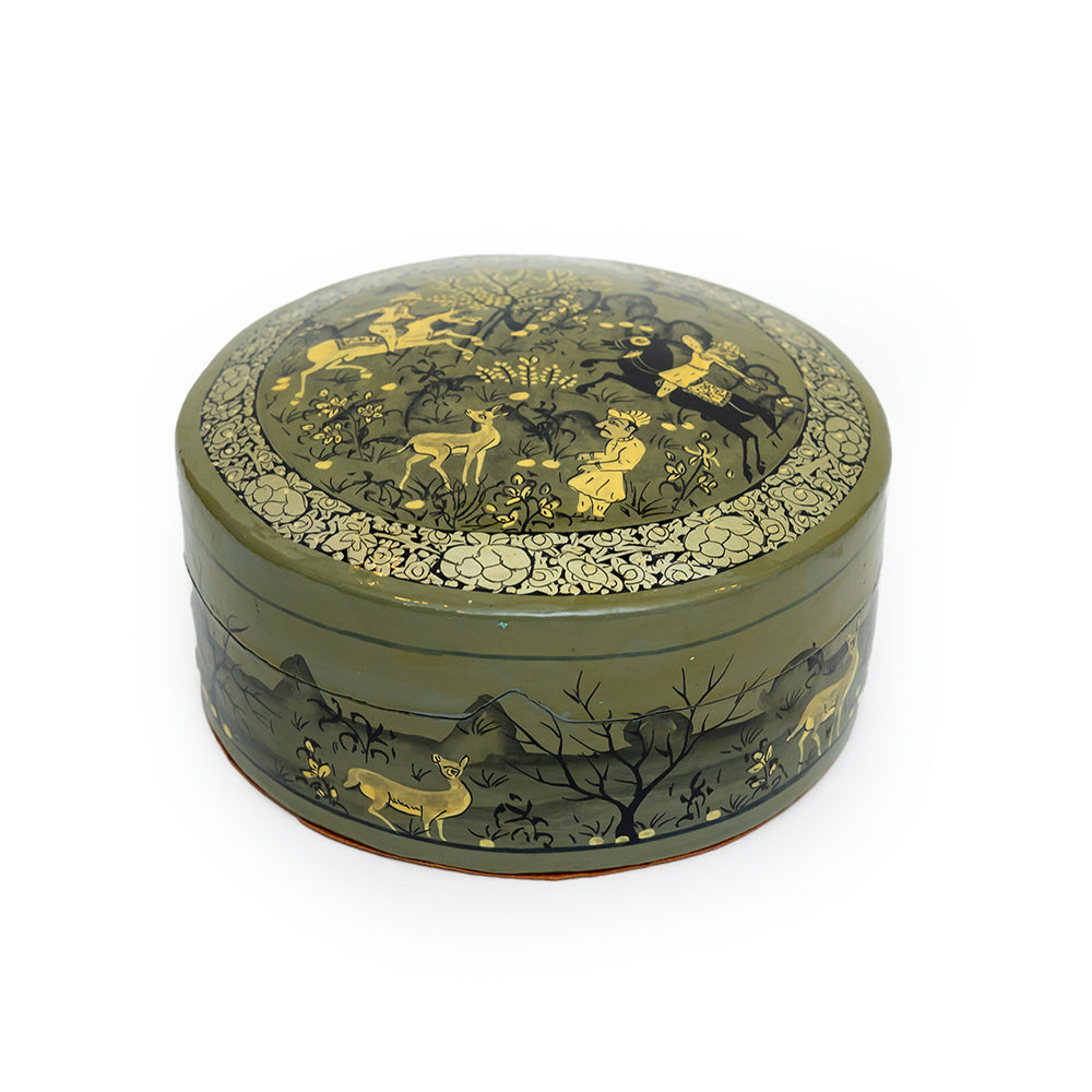 The Silent Charge Papier-mâché Round Box