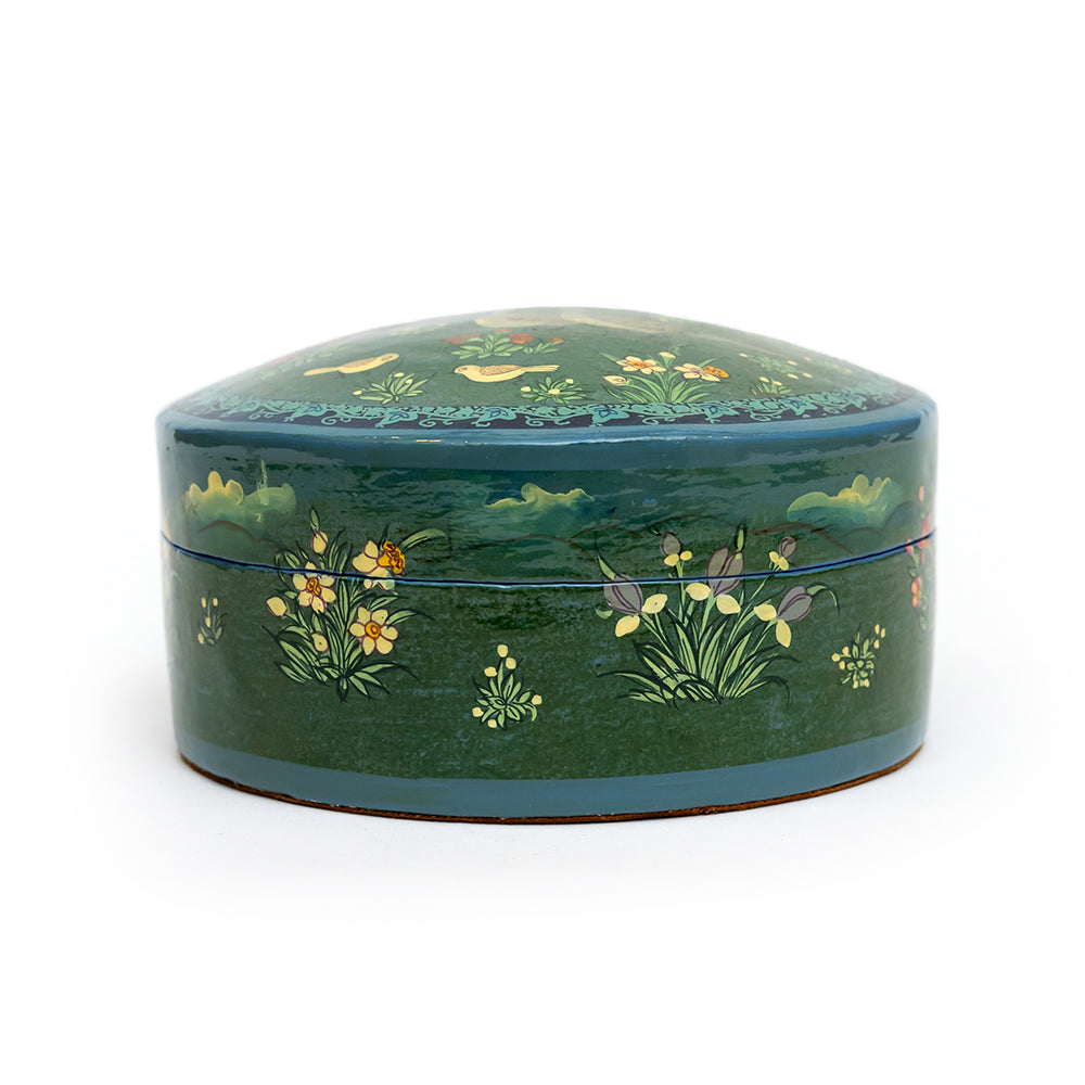 Verdant Secrets Round Papier-mâché Box