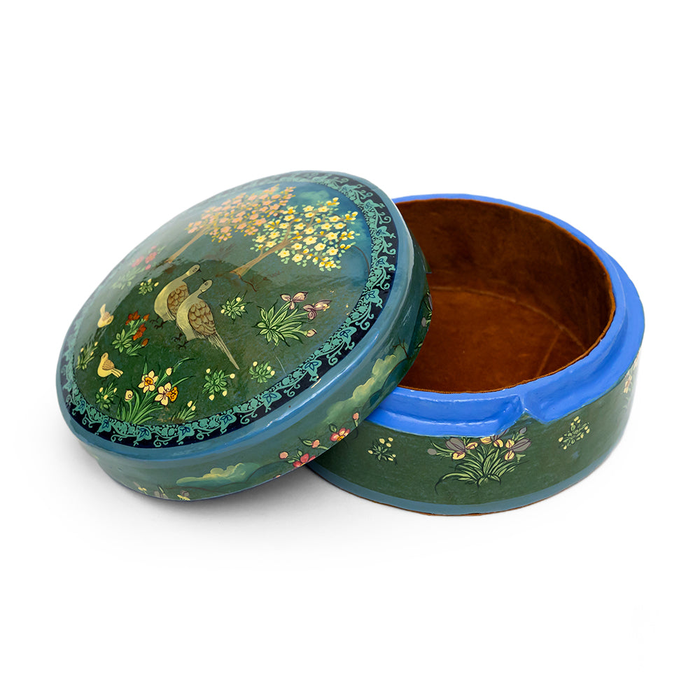 Verdant Secrets Round Papier-mâché Box