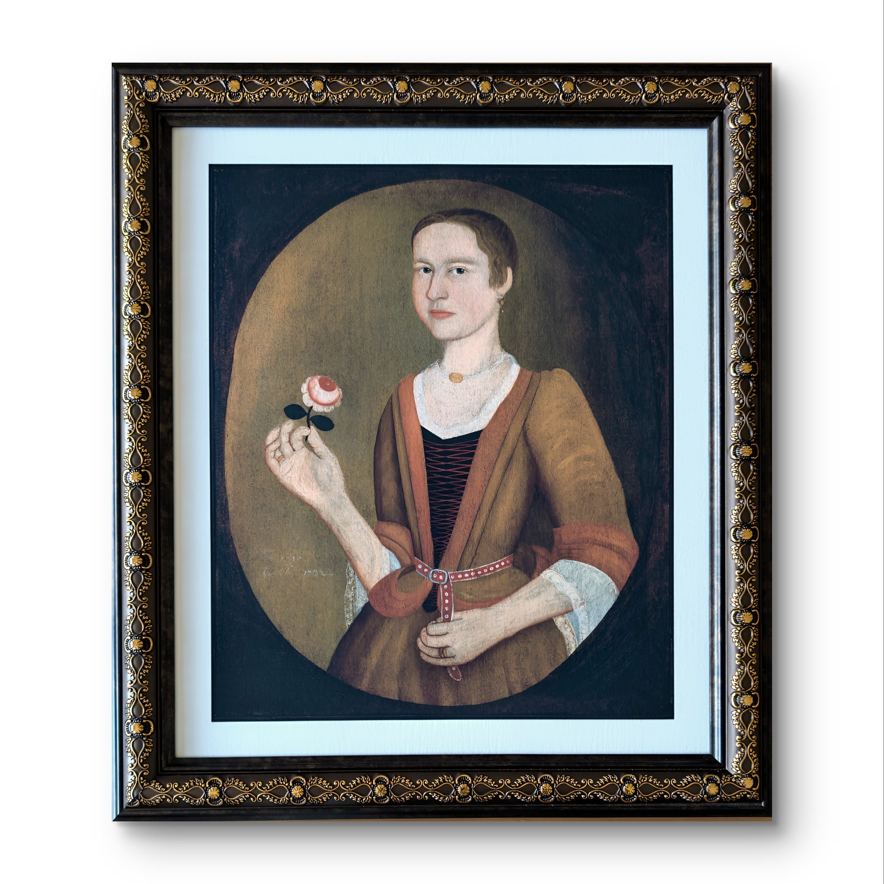 Young Lady with a Rose (Framed Reprint)
