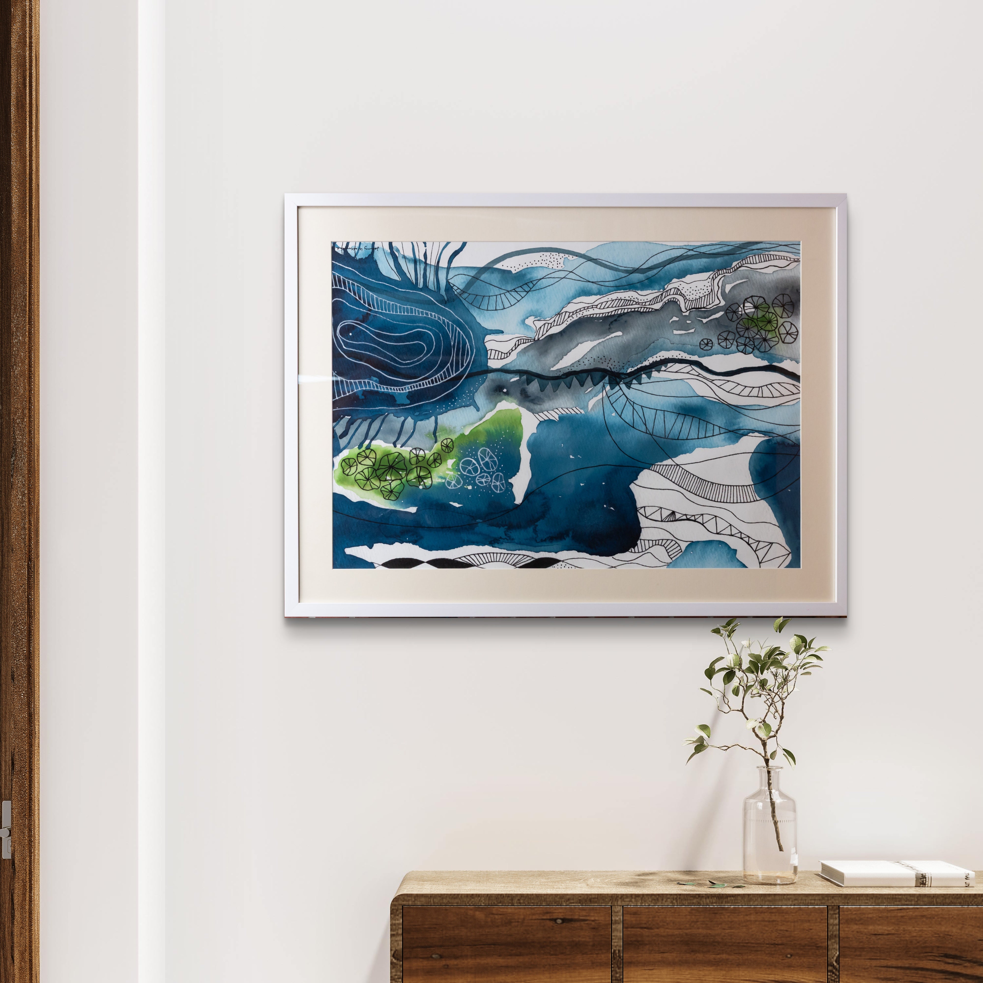 Coastal Echoes Abstract Print (Framed)