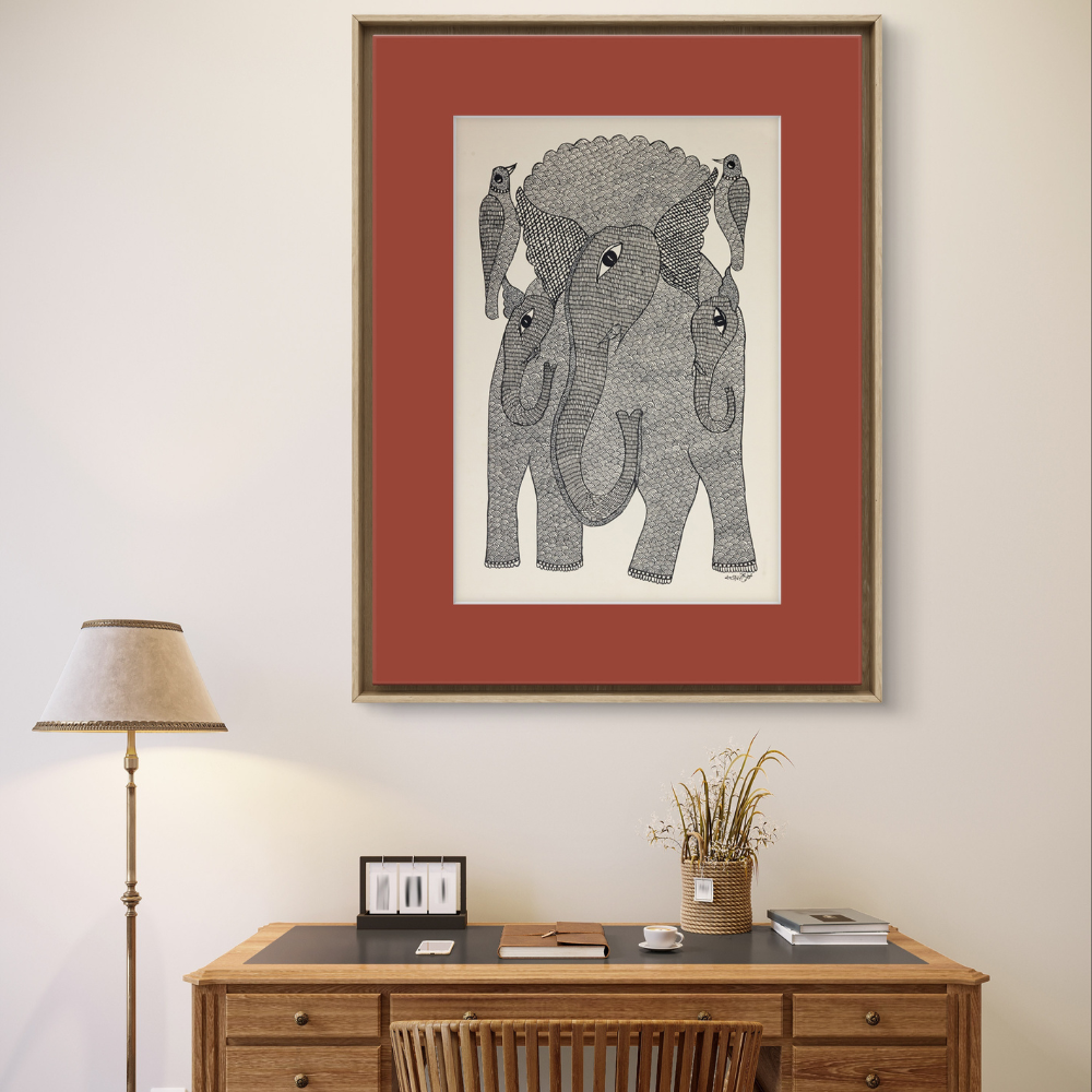 The Elephant Parade (Gond, Unframed)