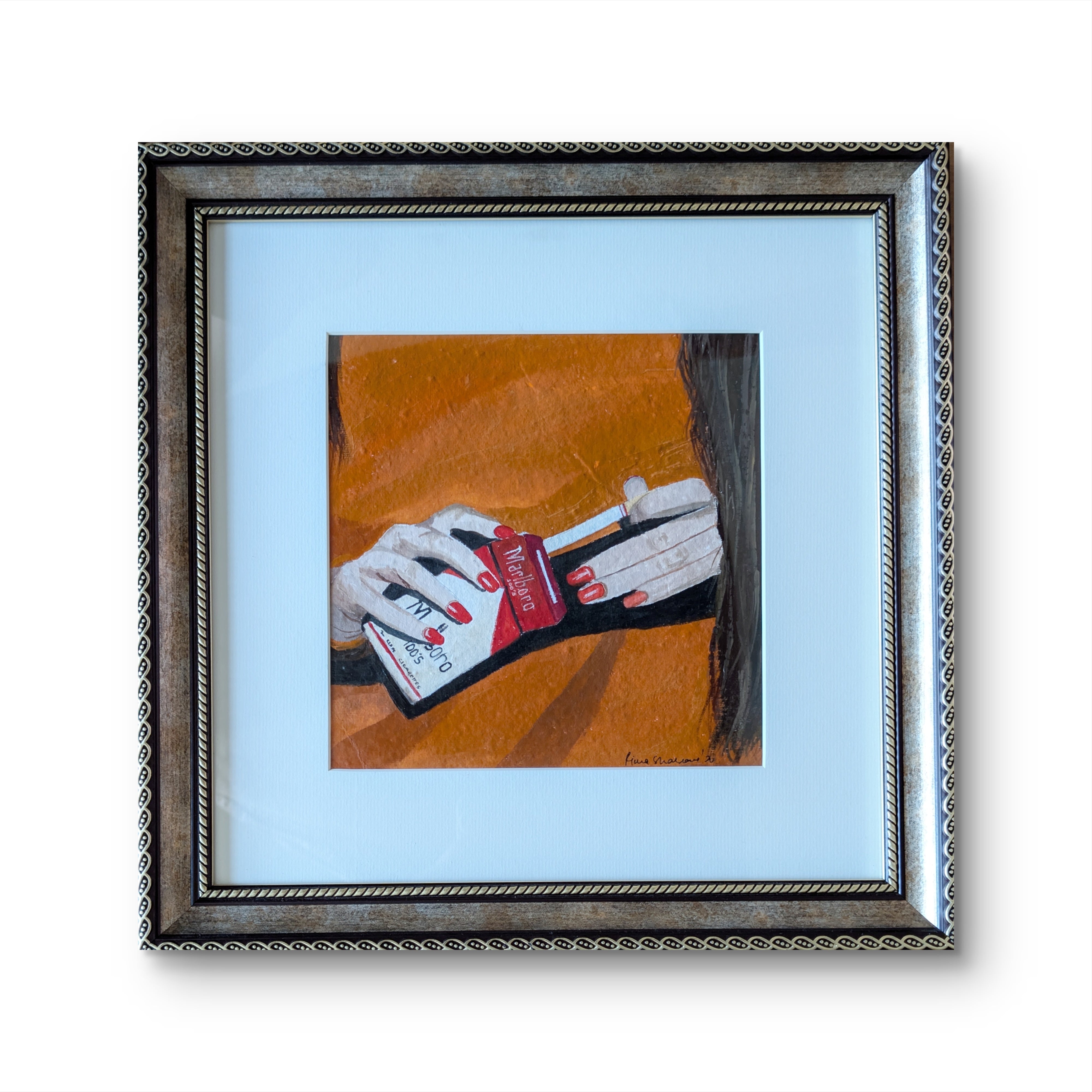 Lady Marlboro (Framed Gouache Painting)