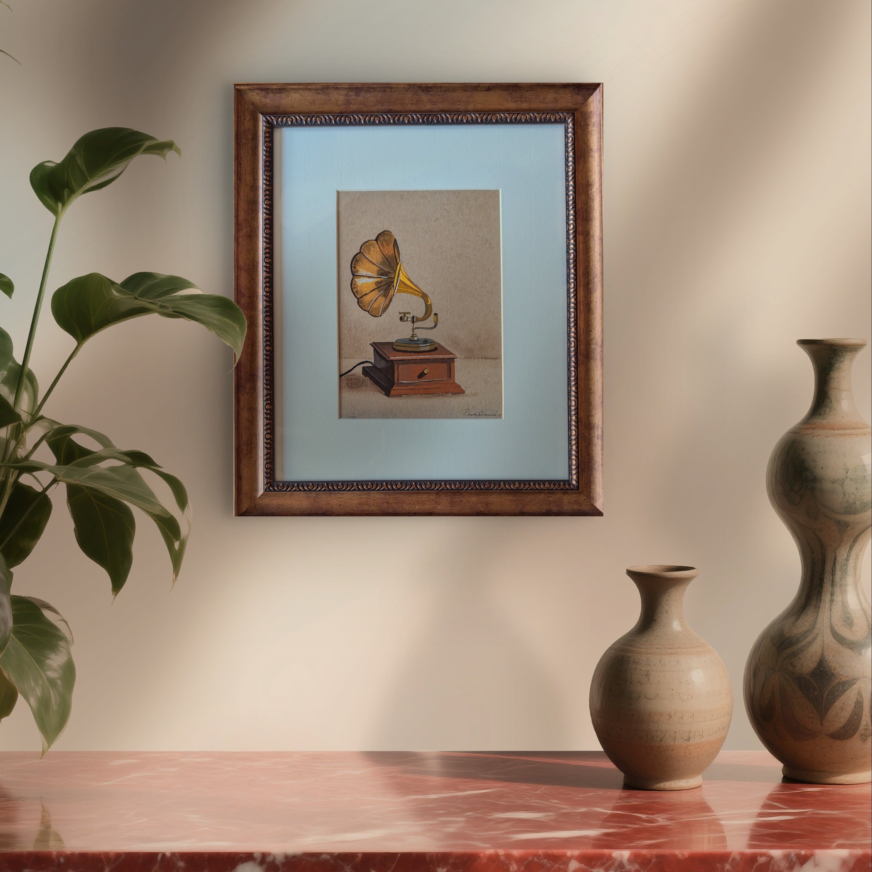 Echoes Of An Era (Framed Gouache Painting)