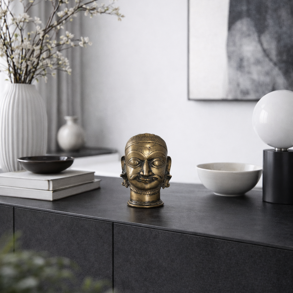 Brass mukhalingam head sculpture 