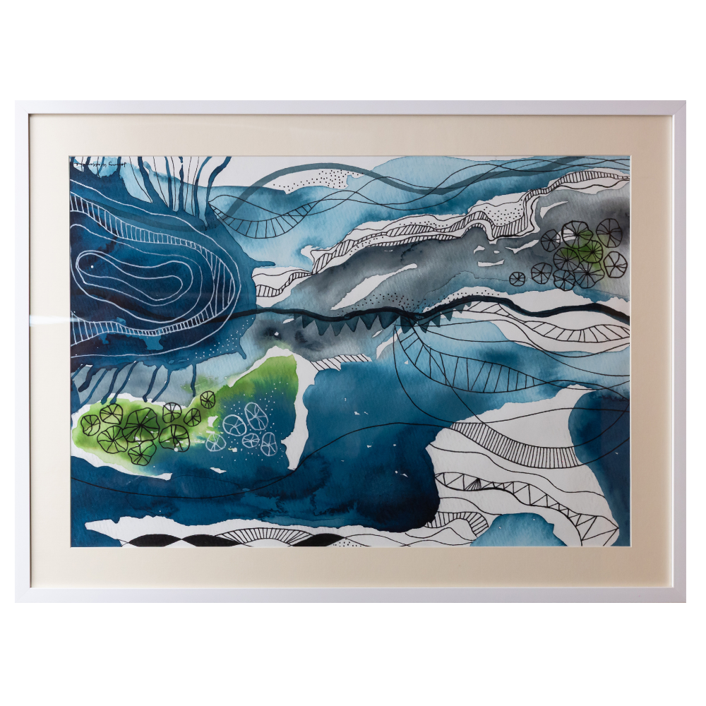 Coastal Echoes Abstract Print (Framed)