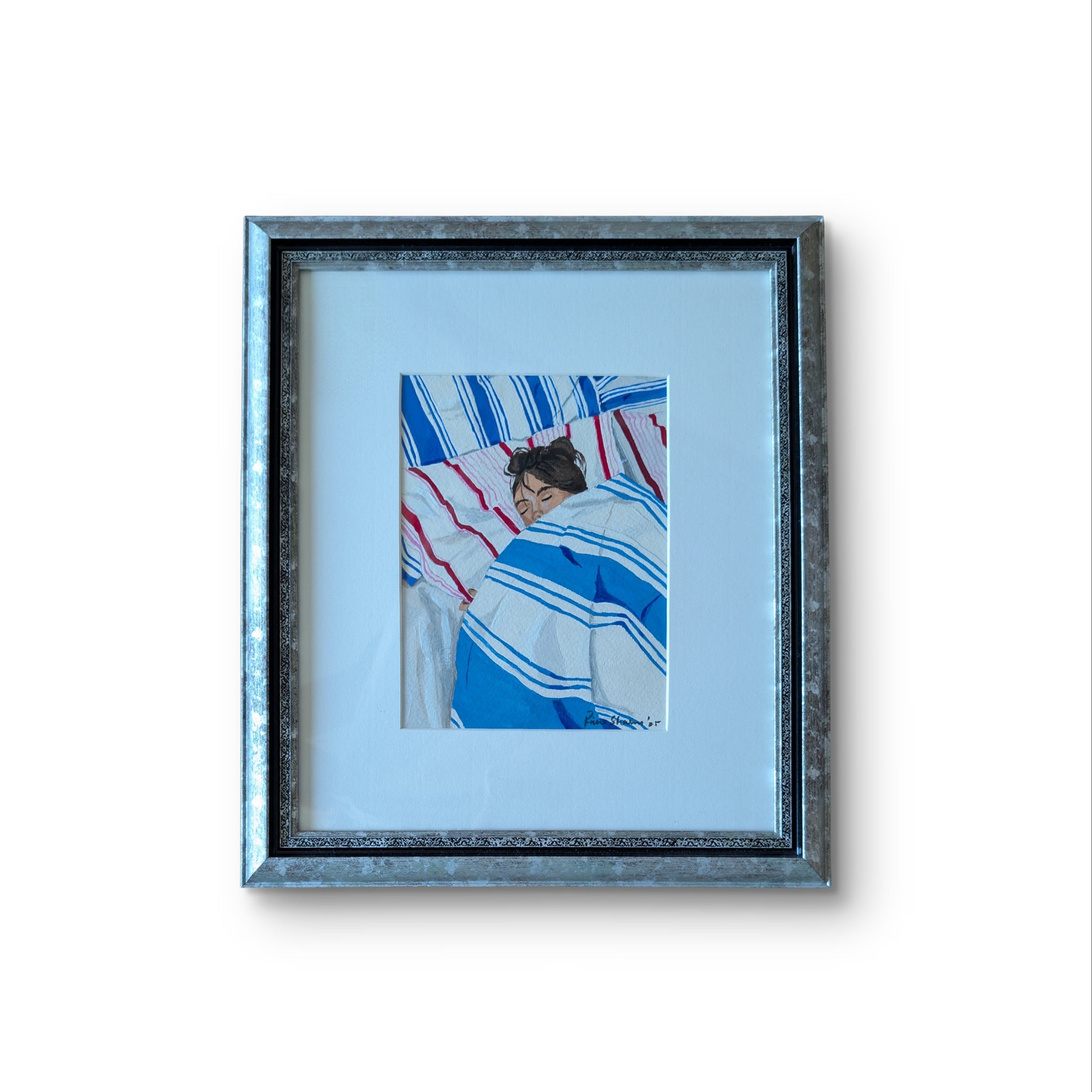 Tucked in (Framed, Gouache)