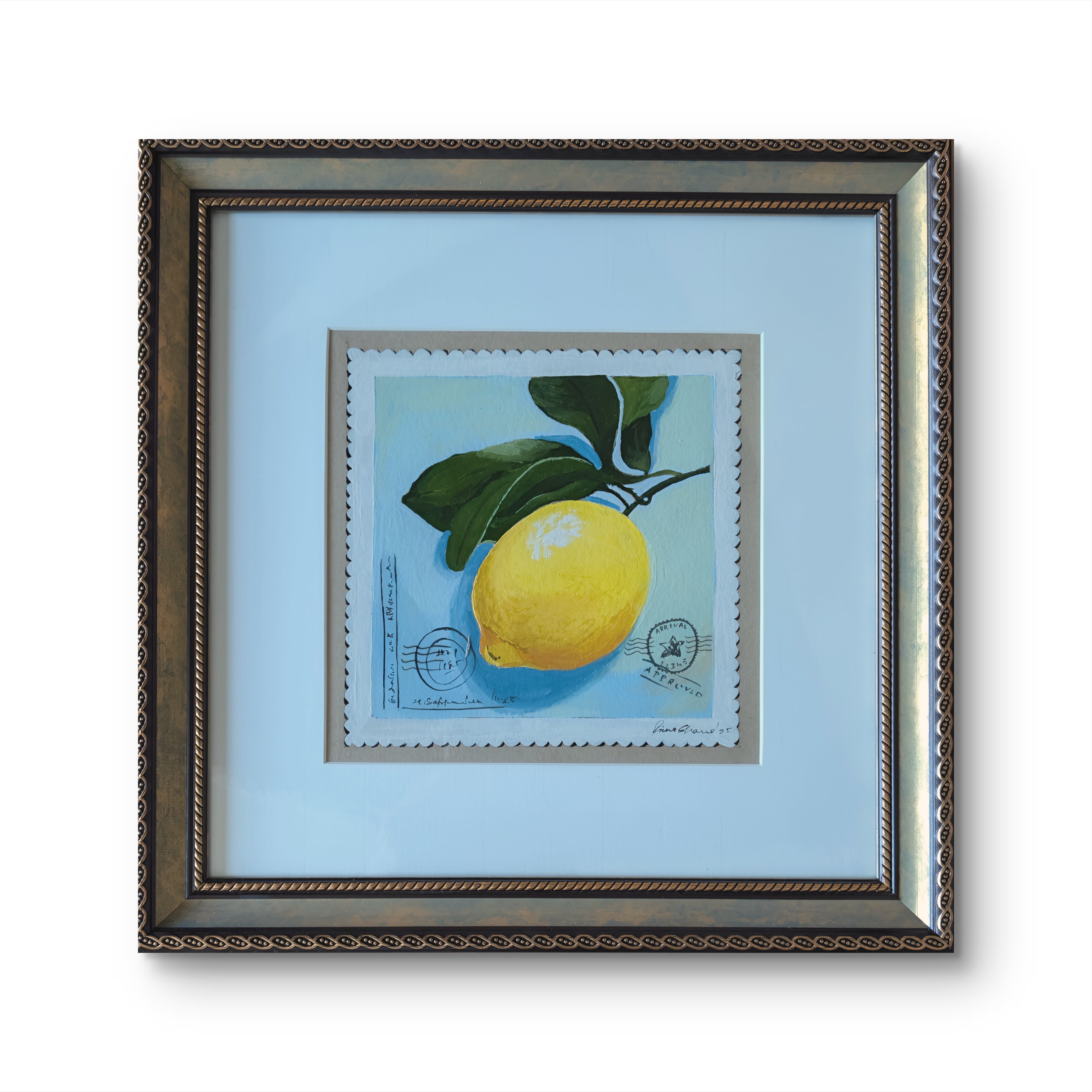 Citrus Study (Framed Gouache Painting)